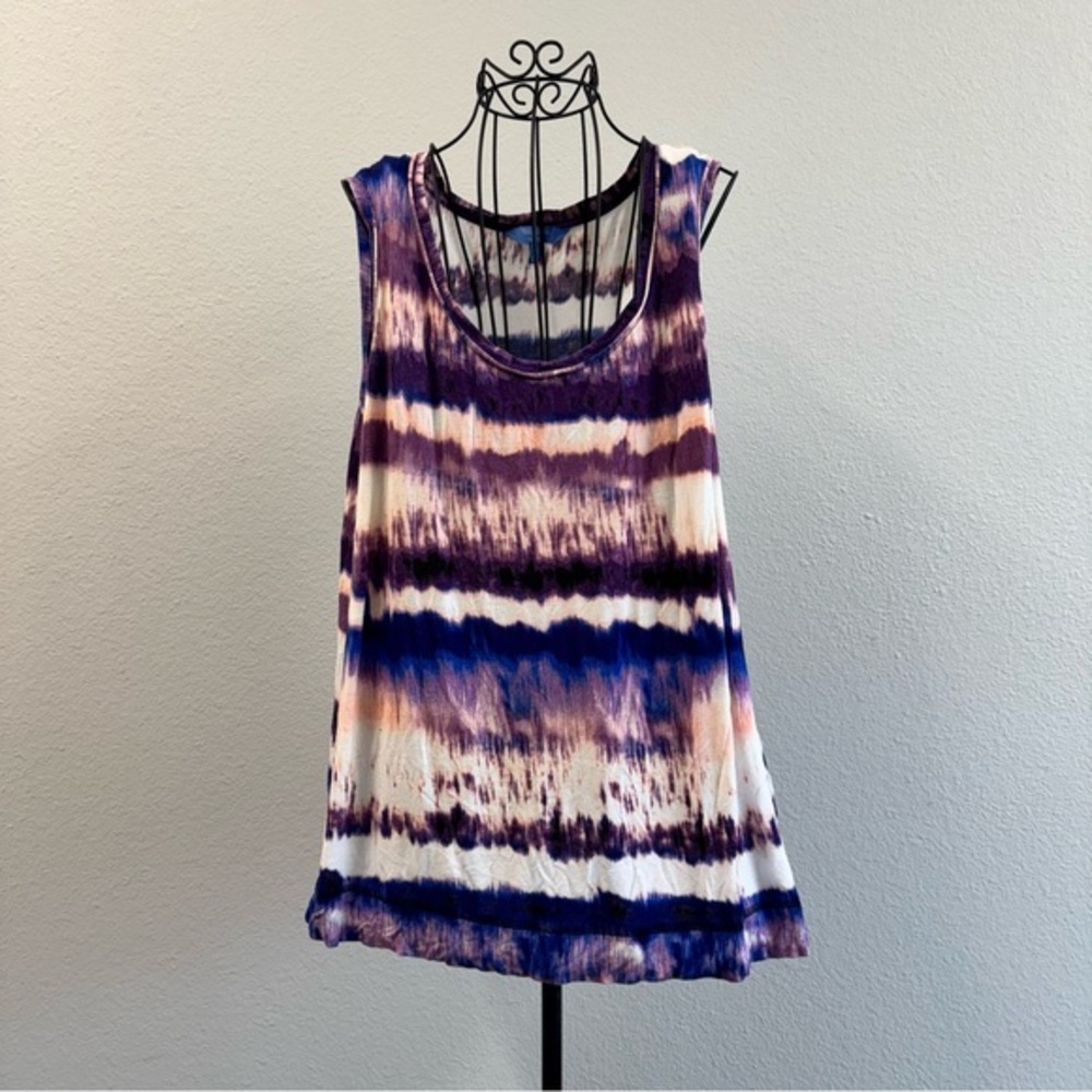 Purple and White Tie-Dye Women's Top